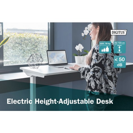 Digitus | Electric Height Adjustable Desk | 73 - 123 cm | Maximum load weight 50 kg | Metal | White - 4